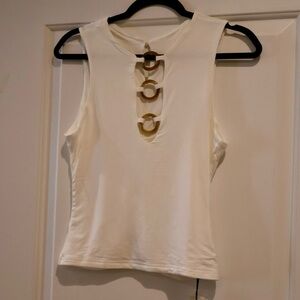 White sleeveless tank with ring detail